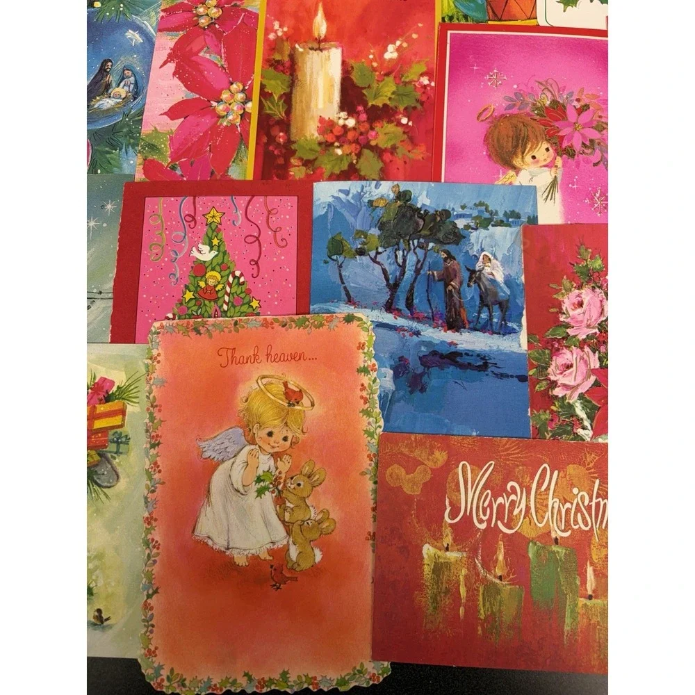 Vintage MCM Christmas Cards Fronts ONLY Mid Century Scrapbooking Crafts 50+